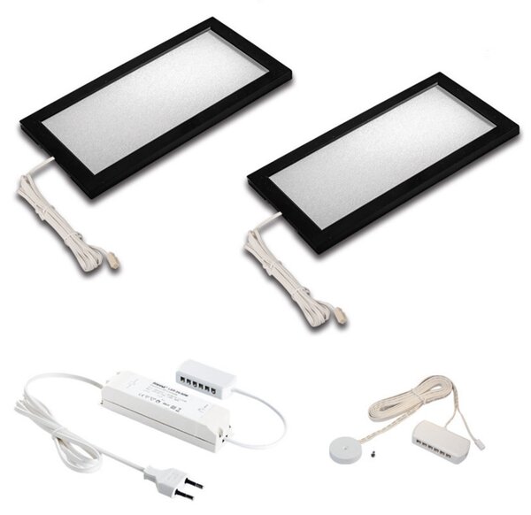 Hera Lampă LED sub dulap Sky dimmer 2x 3000K negru, reglabil, Negru, Bucătărie, Plastic, Modern