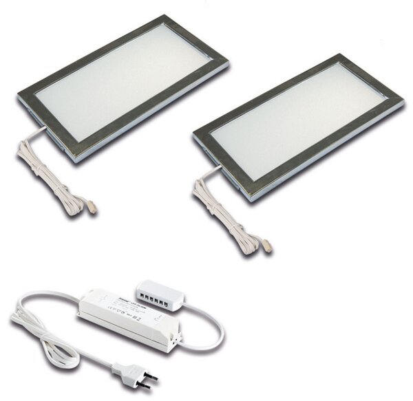 Hera Lampă LED pentru sub mobilier Sky, set de 2 bucăți, 4.000 K, oțel inoxidabil, reglabil, Metalic, Bucătărie, Plastic, Modern