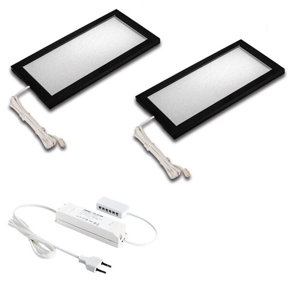 Hera Lampă LED sub dulap Sky set 2 buc. 4000K negru, reglabil, Negru, Bucătărie, Plastic, Modern