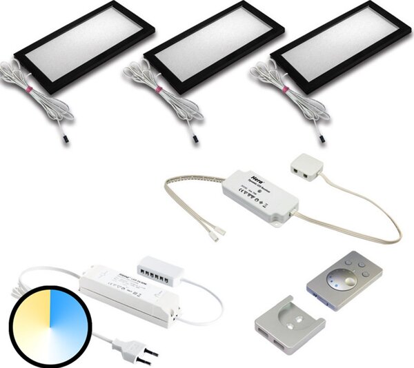 Hera Lampă sub dulap Dynamic LED Sky set 3x negru, reglabil, Negru, Bucătărie, Plastic, Modern