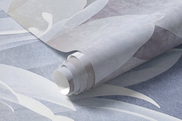 Tapet Flori de bujor albe detaliate, cu petale moi, delicate, pe un fundal texturat albastru pastel deschis, Fototapet Flori, w08379 : Uwalls.ro