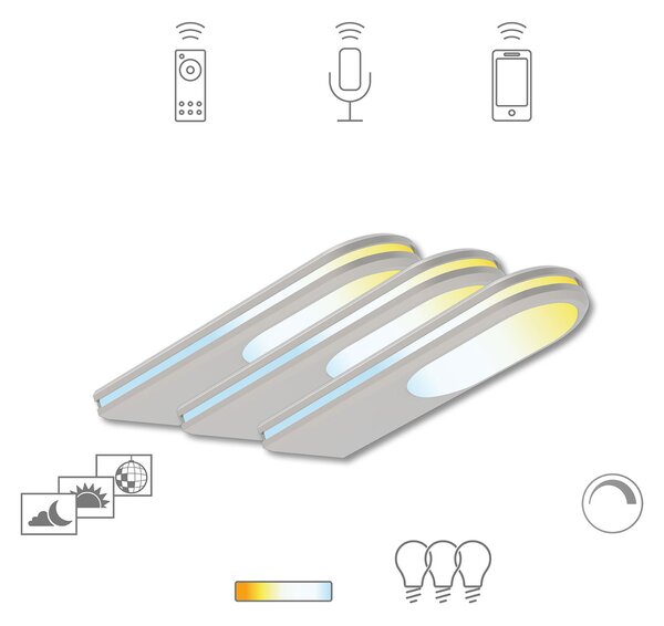 Tint Müller Licht LED lumină sub dulap Armaro, 3 unități, reglabil, Alb, Bucătărie, Plastic, Modern