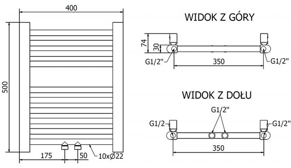 Încălzitor electric Mexen Mars 500x400mm 300W Aur lucios W110-0500-400-2300-50