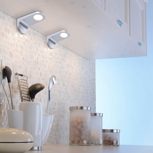 Paul Neuhaus Lampă LED sub dulap Amon, argintie, 15 cm lungime, set de 2, dimabil, reglabil, Gri, Bucătărie, Plastic, Modern