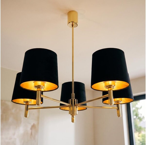 BRILAGI - Lustră pe tijă MONTE 5xE27/60W/230V negru/auriu