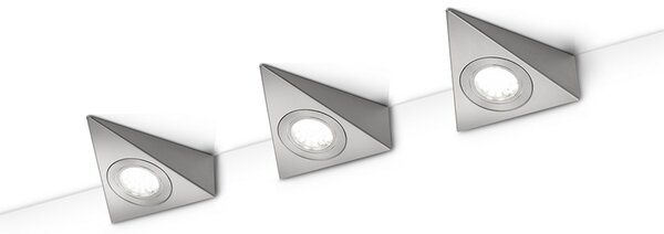 Trio Lighting Lampă LED montată sub dulap Ecco set 3x nichel mat, Gri, Bucătărie, Metal, Modern