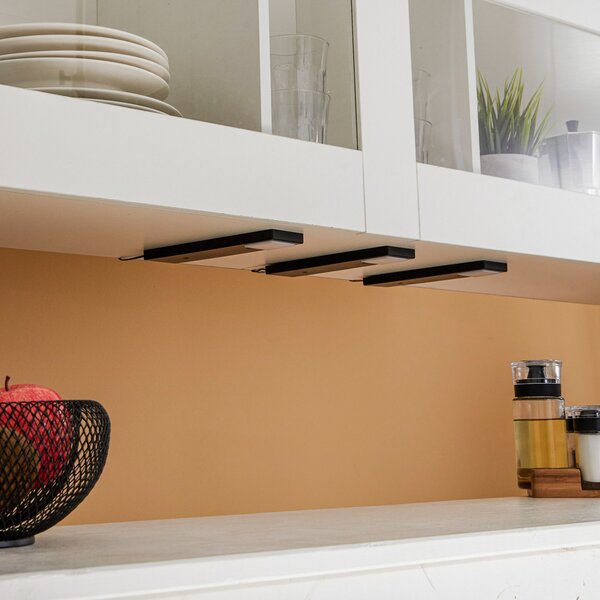 Lindby Amaryll LED lampă sub dulap, set de 3, negru, Negru, Bucătărie, Plastic, Modern, Ansamblu de mobilier