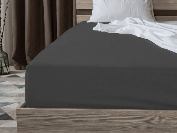 Cearsaf jersey cu lycra gri inchis 180 x 200 cm