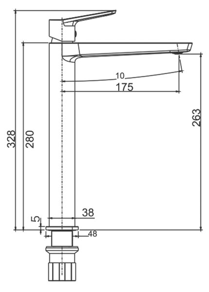 Baterie lavoar Aqualine FLERY, cu montare înaltă h-328, grafit, FY006GM
