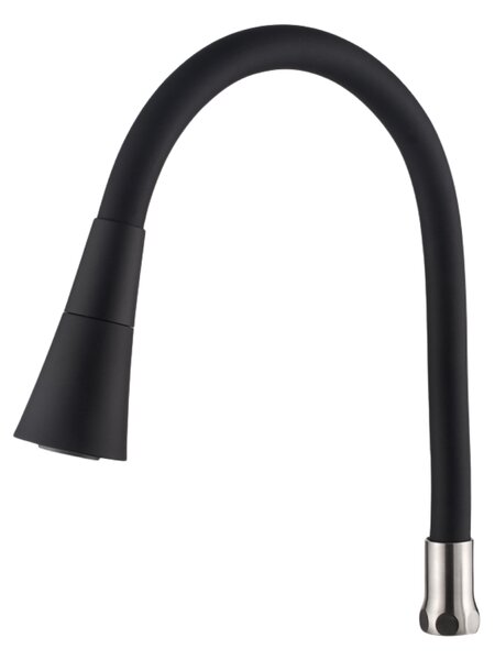 Invena Invena, pipă flexibilă pentru baterie de lavoar, cu 2 funcții, oțel/negru, INV-SC-B1-398-L