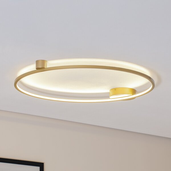 Milagro Lighting Plafonieră LED Saturno, auriu, Ø 80 cm, metal, 4.000 K, Auriu / Alamă, Camera de zi / sufragerie, Aluminiu, Modern