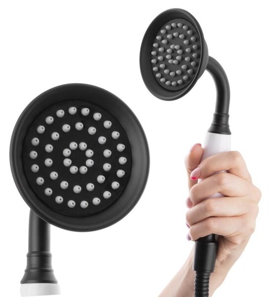 Erga Yoka, baterie de baie independentă cu duș manual, neagră, ERG-YKA-BP.CASSA-BLK