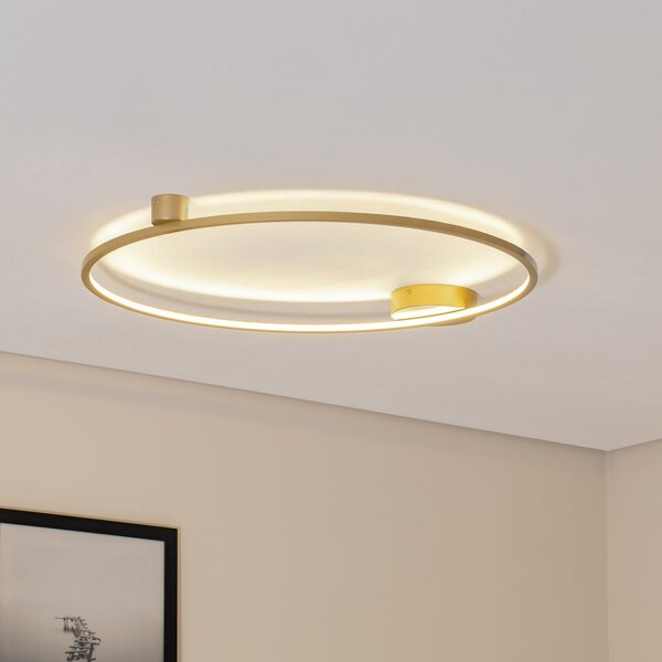 Milagro Lighting Plafonieră LED Saturno, auriu, Ø 80 cm, metal, 4.000 K, Auriu / Alamă, Camera de zi / sufragerie, Aluminiu, Modern