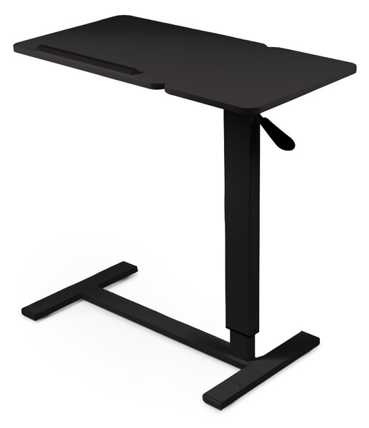 Masa reglabila pe inaltime cu lift pneumatic, blat 80x40 cm in 2 parti (inclinabil + rabatabil pentru depozitare), cu roti, 66–90 cm, baza tip „c” pentru pat/canapea, onuvio® - negru