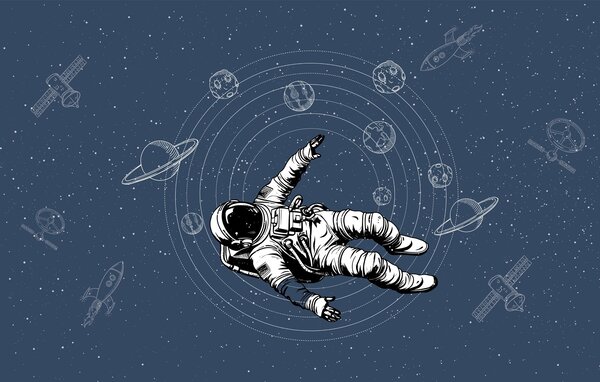 Tapet Astronaut care explorează vastul cosmos, Fototapet Spaţiu, w00712 : Uwalls.ro