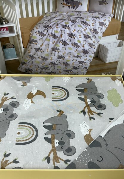 Lenjerie de pat pentru copii- model Koala bumbac ranforce, 4 piese