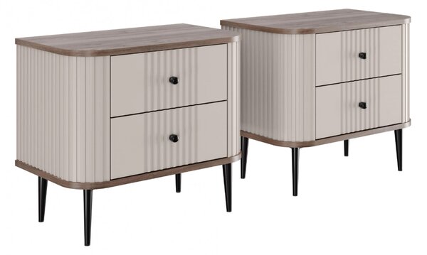 Set noptiere Vesper 56 cm - cașmir / nuc / picioare negre