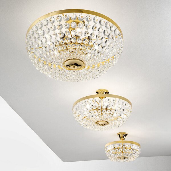 Austrolux Plafonieră Valerie, auriu, Ø 30 cm, reglabil, Auriu / Alamă, Camera de zi / sufragerie, Cristal