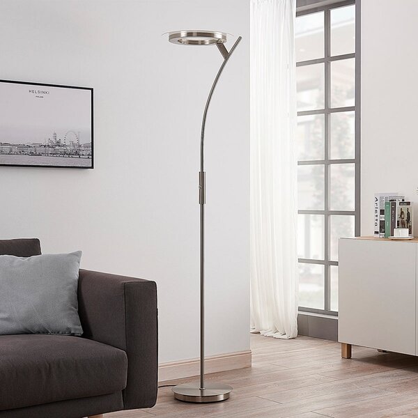 Lindby Lampadar LED Darion, gri, metal, dimabil, 180cm, reglabil, Gri, Camera de zi / sufragerie, Metal, Modern