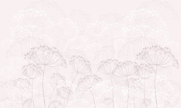 Tapet Plante fragede minimalism culoare roz, Fototapet Flori, Fototapet Flori Mari, w02105 : Uwalls.ro