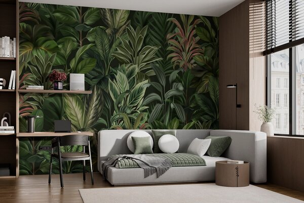 Tapet Frunziș tropical verde gros, Fototapet Natură, w02126 : Uwalls.ro