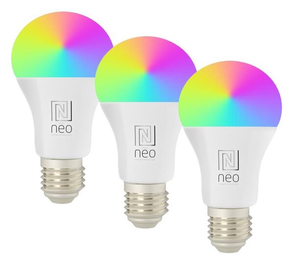 Immax NEO 07794CDO - set de 3 becuri LED RGB+CCT dimabile E27/14W/230V, Wi-Fi + telecomandă