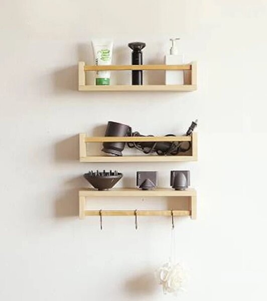 Set 3 rafturi din lemn, Tucson 2, 40x10x9.4 cm, natur