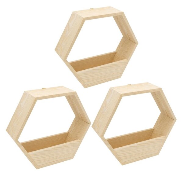 Set 3 rafturi/jardiniere, Seattle, 37.5x32.5x9.4 cm, natur