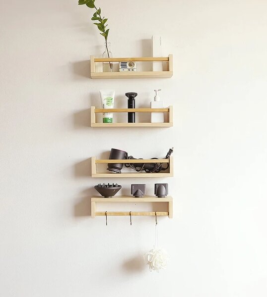 Set 4 rafturi din lemn, Tucson 3, 40x10x9.4 cm, natur