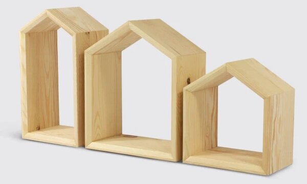 Set trei rafturi din lemn, Got Wood Nest, 20x25x9.4 / 18x22x9.4 / 15x27x9.4 cm, natur