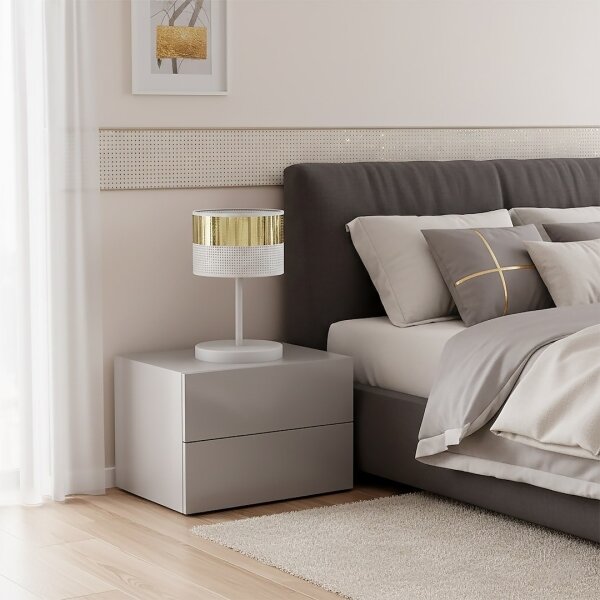 Lampă de masă LUX 1xE27/15W/230V alb/auriu