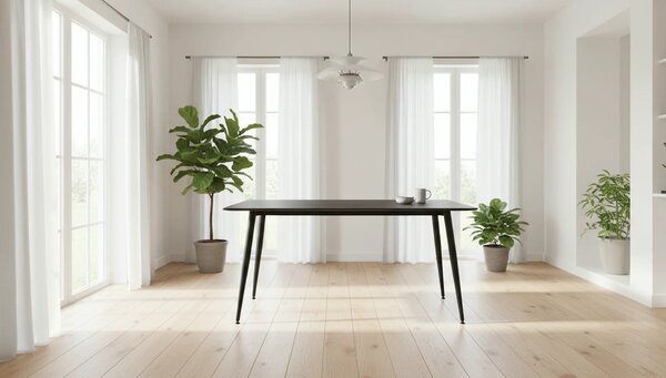 Masa RION, negru cu efect de marmura, ceramica/metal, 160x90x76 cm