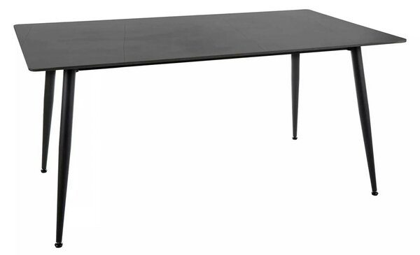 Masa RION, negru cu efect de marmura, ceramica/metal, 160x90x76 cm
