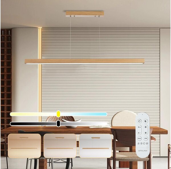Brilagi - Lustru LED dimabil pe cablu OAK SMART LED/30W/230V Wi-Fi Tuya stejar+telecomandă