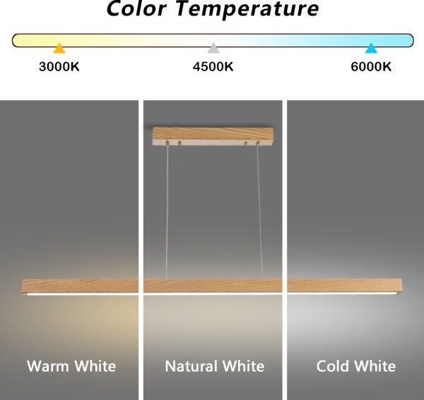 Brilagi - Lustra LED OAK suspendată cu cablu, 30W/230V, 3000/4500/6000K, stejar