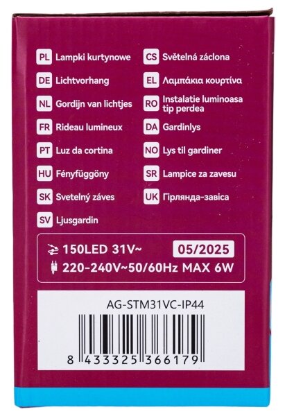 Aigostar - Ghirlandă LED de Crăciun pentru exterior 150xLED/6W/230V/8 funcții 1,5x1m IP44 alb rece + telecomandă
