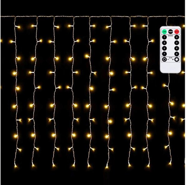 Aigostar - Ghirlandă LED de Crăciun pentru exterior 150xLED/6W/230V/8 funcții 1,5x1m IP44 alb cald + telecomandă
