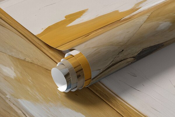 Tapet Compoziție minimalistă de artă abstractă cu tușe îndrăznețe de vopsea galbenă, albastră și albă , Fototapet Acuarelă, w08414 : Uwalls.ro