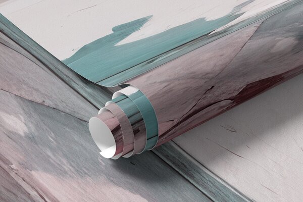 Tapet Compoziție minimalistă de artă abstractă cu tușe îndrăznețe de vopsea roz, albastră și albă , Fototapet Acuarelă, w08414v1 : Uwalls.ro