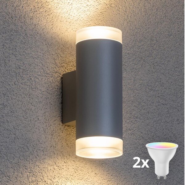 BRILAGI - Aplica de perete LED RGBW pentru exterior MATERA 2xGU10/4,8W/230V gri IP54