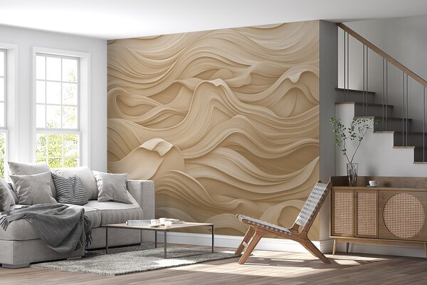 Tapet Valuri bej, Fototapet 3D, Fototapet 3D Flori, w02311v2 : Uwalls.ro