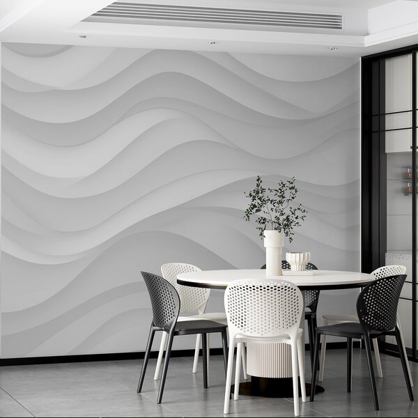 Tapet Valuri gri în tonuri moi, Fototapet 3D, Fotomurale 3D Forme geometrice, w02314 : Uwalls.ro