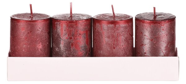 Set lumânări de Advent roșii, 4 buc, parafină , 8cm