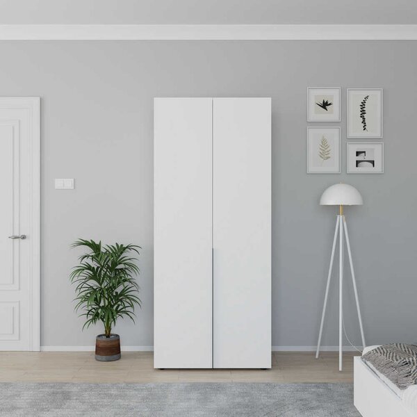 Dulap Haine Adore Oryana cu 2 usi si 5 rafturi, Alb - Nuc, 90x210x62 cm