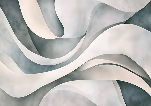 Tapet Forme și forme curbate albe, albastre și gri, creând o imprimare abstractă texturală modernă minimalistă , Fototapet 3D, w08439v1 : Uwalls.ro