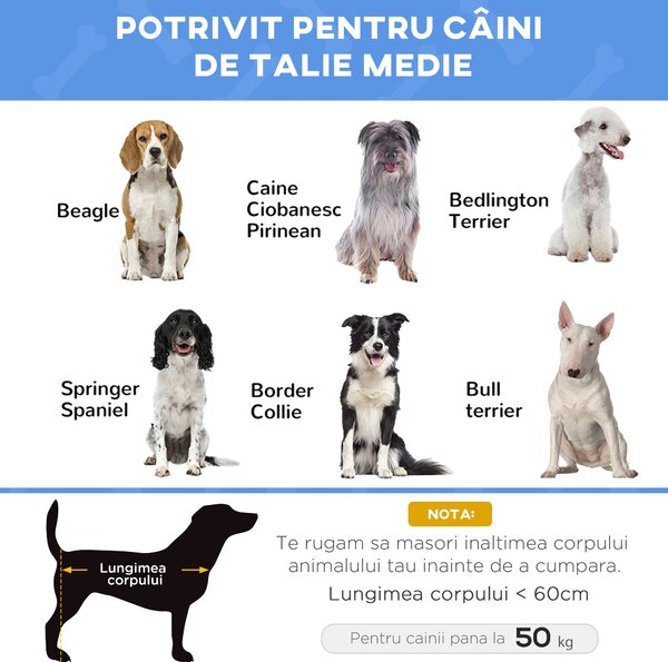 PawHut Pat Ridicat pentru Câini și Pisici cu Cadru Metalic, 76x61x18 cm, Albastru | Aosom Romania