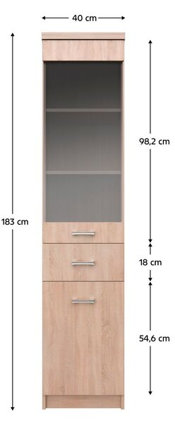 Z0ND0 Vitrină Topta Typ 32 1D1W1S (Stejar sonoma). 1075492