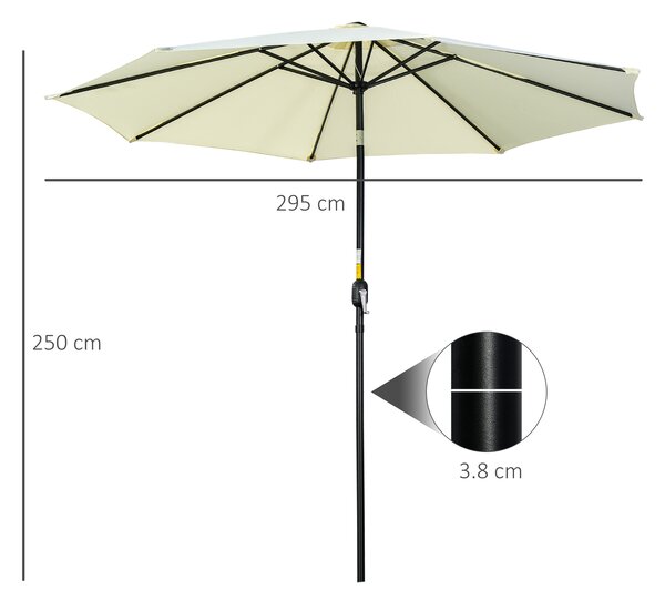 Outsunny Umbrelă de Grădină Înclinabilă, cu Manivelă și Tijă Demontabilă, din Metal și Poliester, Ø295x250 cm, Albastru | Aosom Romania