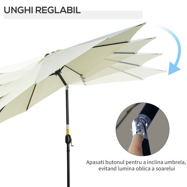 Outsunny Umbrelă de Grădină Înclinabilă, cu Manivelă și Tijă Demontabilă, din Metal și Poliester, Ø295x250 cm, Albastru | Aosom Romania