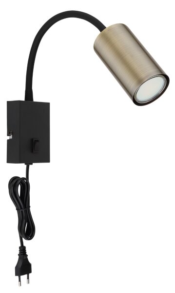 Lampă de perete flexibilă ROBBY 1xGU10/25W/230V neagră/alamă Globo 57911WM